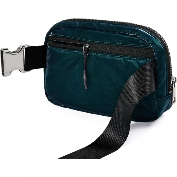 ODODOS Fleece Mini Belt Bag with Adjustable Strap Sherpa Small Waist Pouch Fanny Pack for Workout Running Traveling Hiking BrownGlossy Teal Green