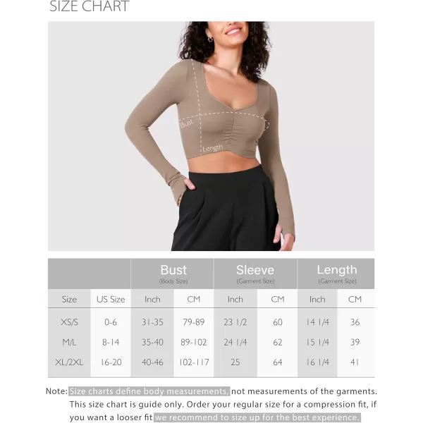 ODODOS Long Sleeve Ruched Front Crop Tops with Thumb Hole for Women Seamless Ribbed Cropped TeeBlack