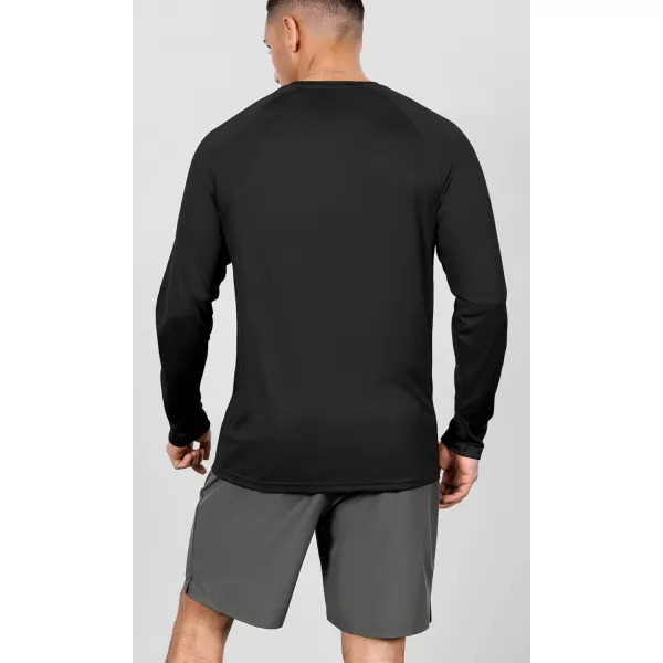 ODODOS Mens Quick Dry Long Sleeve Shirts UPF 50 Sun Protection SPF Athletic Tops Workout Fishing TShirtsBlack