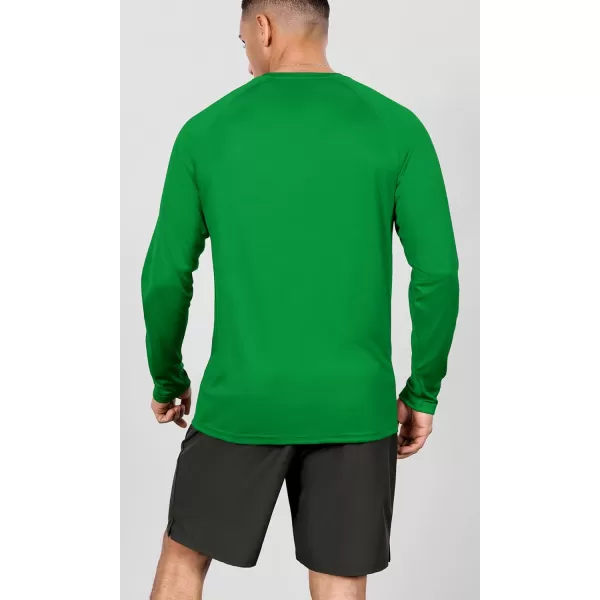 ODODOS Mens Quick Dry Long Sleeve Shirts UPF 50 Sun Protection SPF Athletic Tops Workout Fishing TShirtsGreen