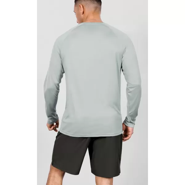 ODODOS Mens Quick Dry Long Sleeve Shirts UPF 50 Sun Protection SPF Athletic Tops Workout Fishing TShirtsGrey