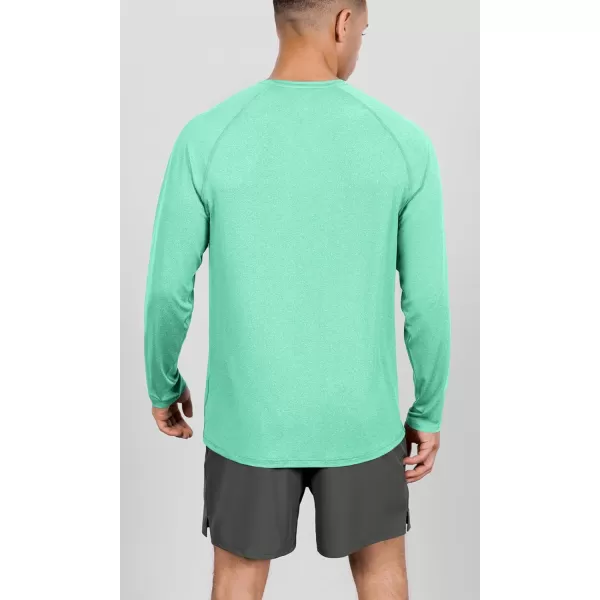 ODODOS Mens Quick Dry Long Sleeve Shirts UPF 50 Sun Protection SPF Athletic Tops Workout Fishing TShirtsJade Heather