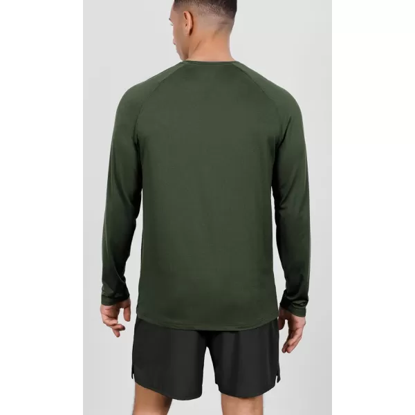 ODODOS Mens Quick Dry Long Sleeve Shirts UPF 50 Sun Protection SPF Athletic Tops Workout Fishing TShirtsOlive Green Heather