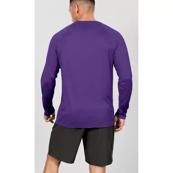 ODODOS Mens Quick Dry Long Sleeve Shirts UPF 50 Sun Protection SPF Athletic Tops Workout Fishing TShirtsPurple