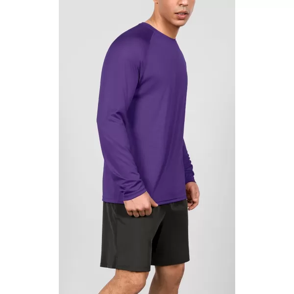 ODODOS Mens Quick Dry Long Sleeve Shirts UPF 50 Sun Protection SPF Athletic Tops Workout Fishing TShirtsPurple