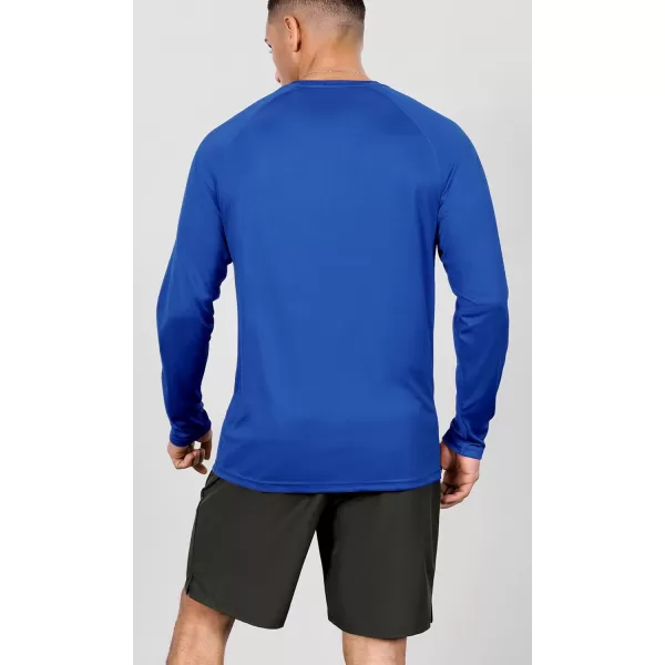 ODODOS Mens Quick Dry Long Sleeve Shirts UPF 50 Sun Protection SPF Athletic Tops Workout Fishing TShirtsRoyal