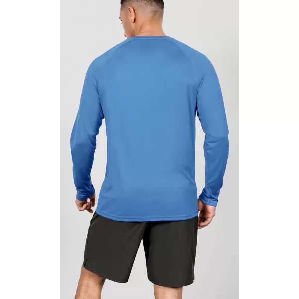 ODODOS Mens Quick Dry Long Sleeve Shirts UPF 50 Sun Protection SPF Athletic Tops Workout Fishing TShirtsSky Blue