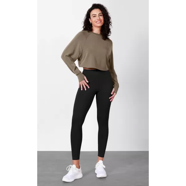 imageODODOS Modal Soft Long Sleeve Cropped Sweatshirts with Thumb Hole for Women Crew Neck Pullover Crop TopEspresso