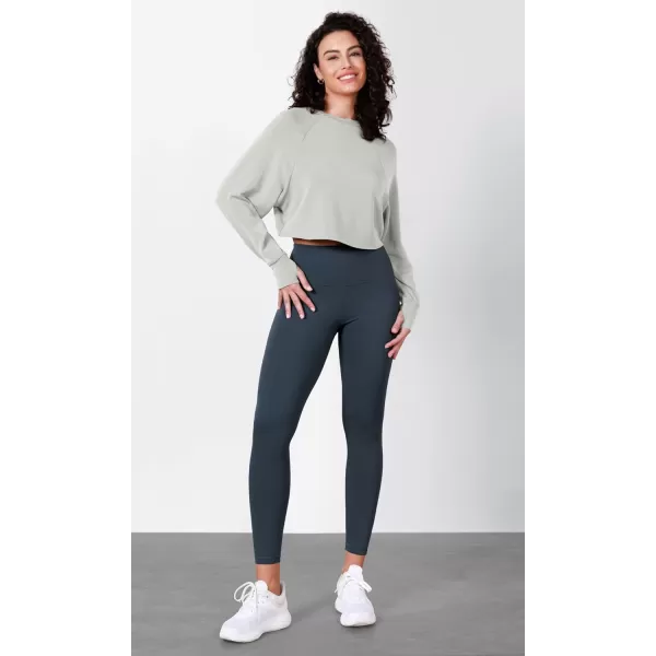 imageODODOS Modal Soft Long Sleeve Cropped Sweatshirts with Thumb Hole for Women Crew Neck Pullover Crop TopFrosted Mint