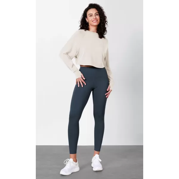 imageODODOS Modal Soft Long Sleeve Cropped Sweatshirts with Thumb Hole for Women Crew Neck Pullover Crop TopIvory