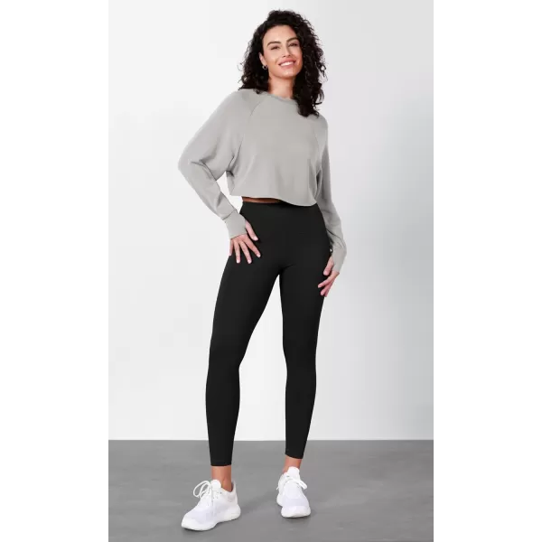 imageODODOS Modal Soft Long Sleeve Cropped Sweatshirts with Thumb Hole for Women Crew Neck Pullover Crop TopLight Gray