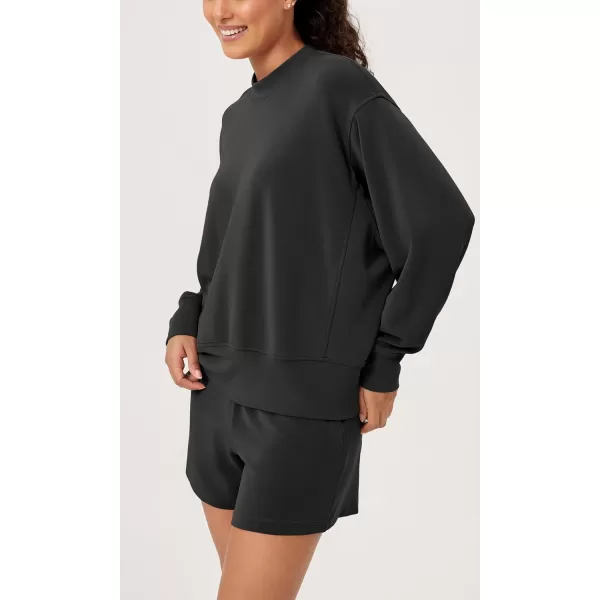 ODODOS Modal Soft Long Sleeve Oversized Sweatshirts for Women Crew Neck Pullover TopsBlack