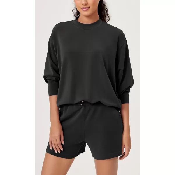 ODODOS Modal Soft Long Sleeve Oversized Sweatshirts for Women Crew Neck Pullover TopsBlack