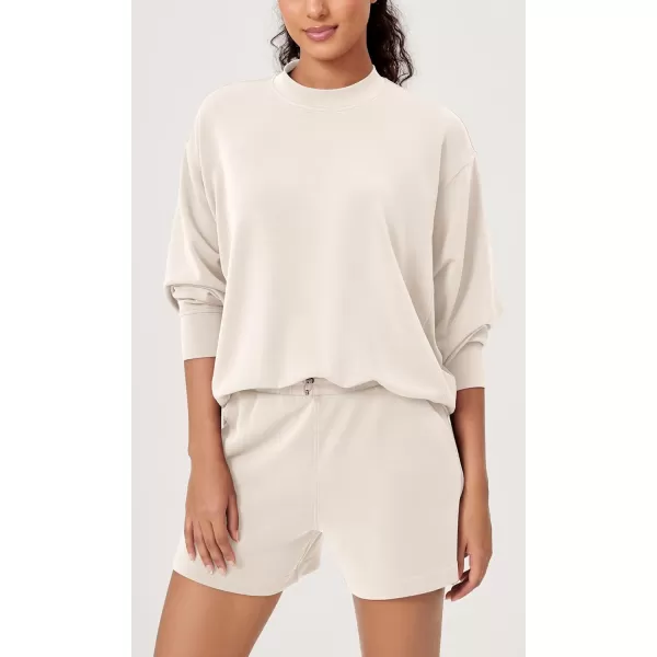 ODODOS Modal Soft Long Sleeve Oversized Sweatshirts for Women Crew Neck Pullover TopsIvory