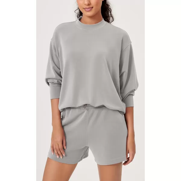 ODODOS Modal Soft Long Sleeve Oversized Sweatshirts for Women Crew Neck Pullover TopsLight Gray