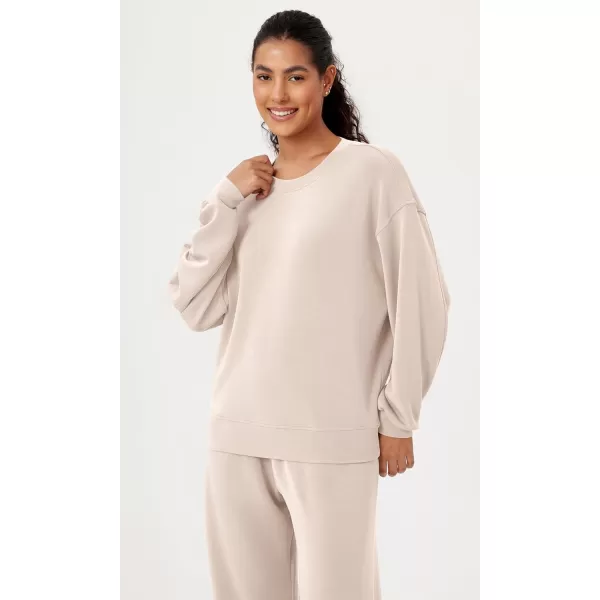 imageODODOS Modal Soft Oversized Sweatshirts for Women Crew Neck Long Sleeve Relaxed Pullover TopsBeige