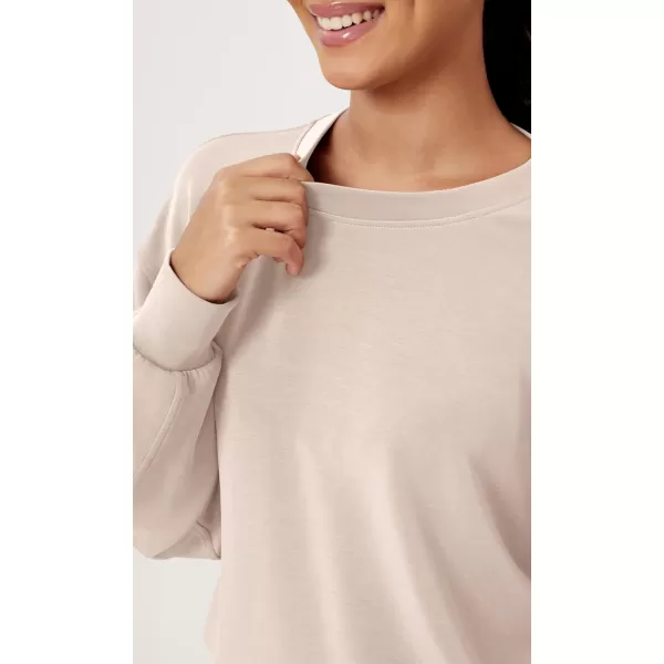 imageODODOS Modal Soft Oversized Sweatshirts for Women Crew Neck Long Sleeve Relaxed Pullover TopsBeige