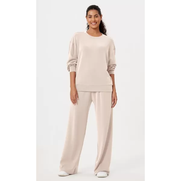 imageODODOS Modal Soft Oversized Sweatshirts for Women Crew Neck Long Sleeve Relaxed Pullover TopsBeige
