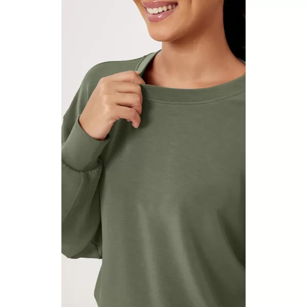 imageODODOS Modal Soft Oversized Sweatshirts for Women Crew Neck Long Sleeve Relaxed Pullover TopsDark Sage
