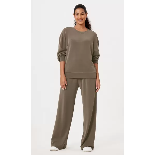 imageODODOS Modal Soft Oversized Sweatshirts for Women Crew Neck Long Sleeve Relaxed Pullover TopsEspresso