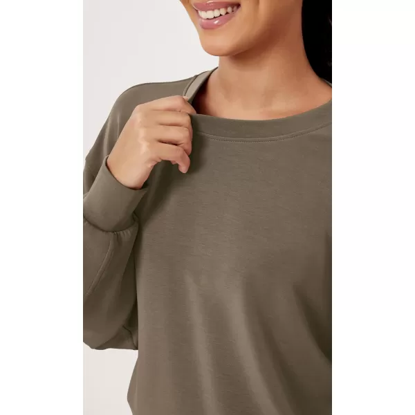 imageODODOS Modal Soft Oversized Sweatshirts for Women Crew Neck Long Sleeve Relaxed Pullover TopsEspresso