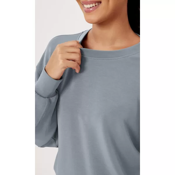 imageODODOS Modal Soft Oversized Sweatshirts for Women Crew Neck Long Sleeve Relaxed Pullover TopsGrey Blue