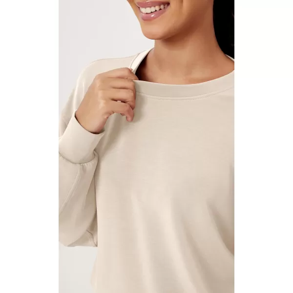 imageODODOS Modal Soft Oversized Sweatshirts for Women Crew Neck Long Sleeve Relaxed Pullover TopsIvory