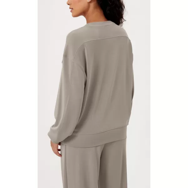 imageODODOS Modal Soft Oversized Sweatshirts for Women Crew Neck Long Sleeve Relaxed Pullover TopsKhaki