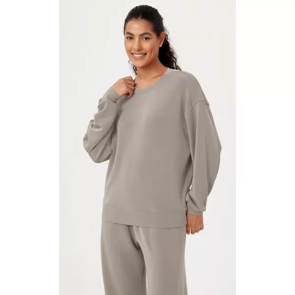 imageODODOS Modal Soft Oversized Sweatshirts for Women Crew Neck Long Sleeve Relaxed Pullover TopsKhaki