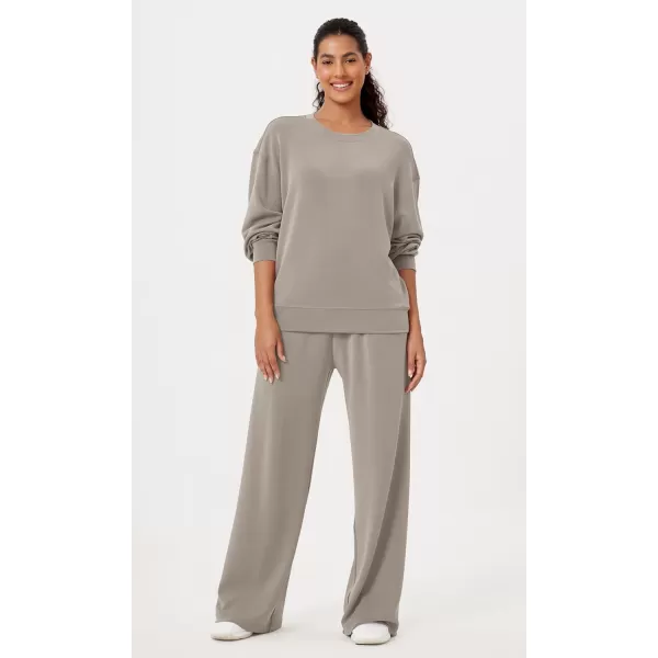imageODODOS Modal Soft Oversized Sweatshirts for Women Crew Neck Long Sleeve Relaxed Pullover TopsKhaki
