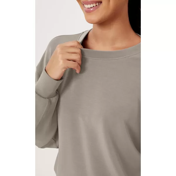 imageODODOS Modal Soft Oversized Sweatshirts for Women Crew Neck Long Sleeve Relaxed Pullover TopsKhaki