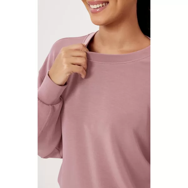 imageODODOS Modal Soft Oversized Sweatshirts for Women Crew Neck Long Sleeve Relaxed Pullover TopsLight Pink
