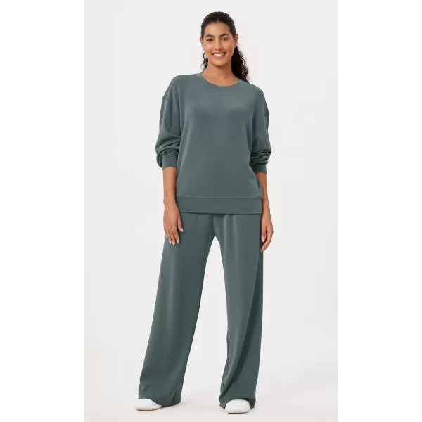 imageODODOS Modal Soft Oversized Sweatshirts for Women Crew Neck Long Sleeve Relaxed Pullover TopsSlate Green