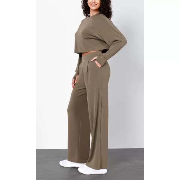 imageODODOS Modal Soft Wide Leg Pants for Women High Waist Casual Relaxed Pants with Pockets2729quot 31quot InseamEspresso