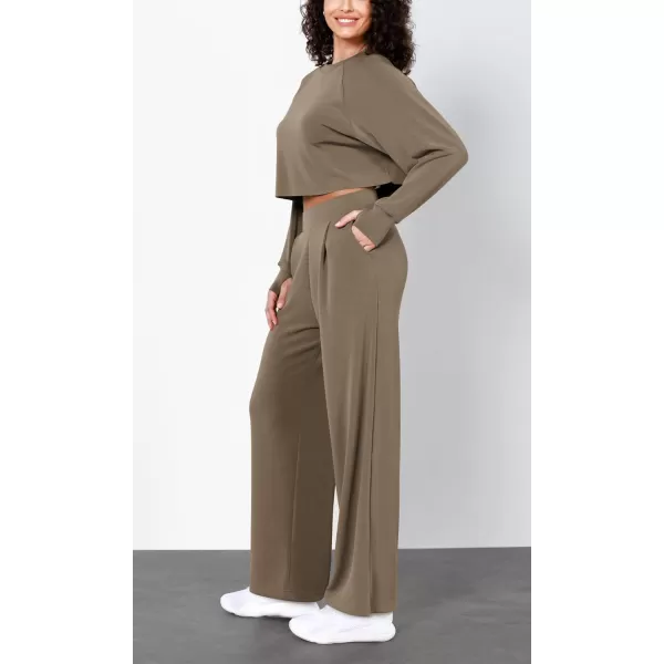 imageODODOS Modal Soft Wide Leg Pants for Women High Waist Casual Relaxed Pants with Pockets2729quot 31quot InseamEspresso