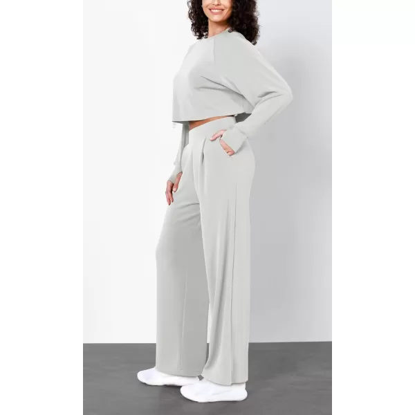 imageODODOS Modal Soft Wide Leg Pants for Women High Waist Casual Relaxed Pants with Pockets2729quot 31quot InseamFrosted Mint