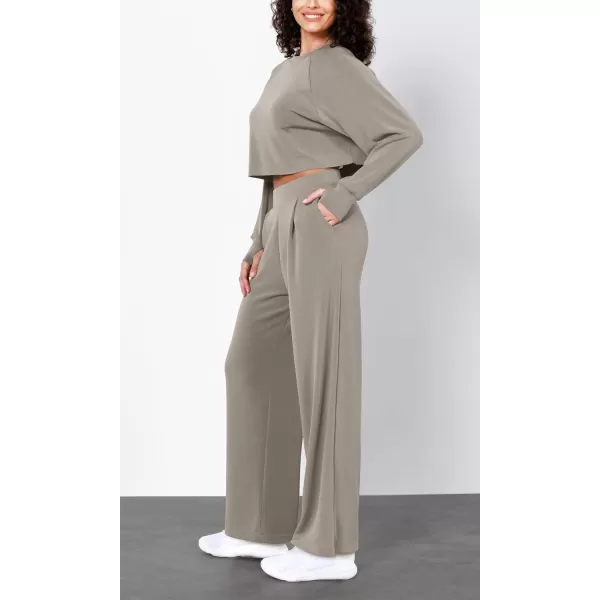 imageODODOS Modal Soft Wide Leg Pants for Women High Waist Casual Relaxed Pants with Pockets2729quot 31quot InseamKhaki