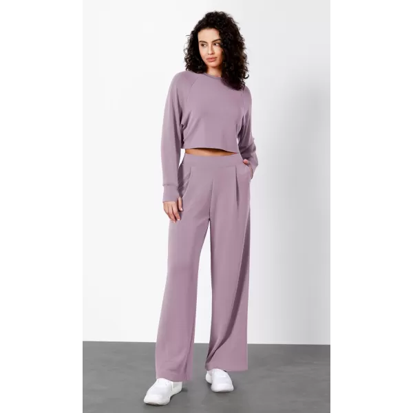 imageODODOS Modal Soft Wide Leg Pants for Women High Waist Casual Relaxed Pants with Pockets2729quot 31quot InseamTaro Purple