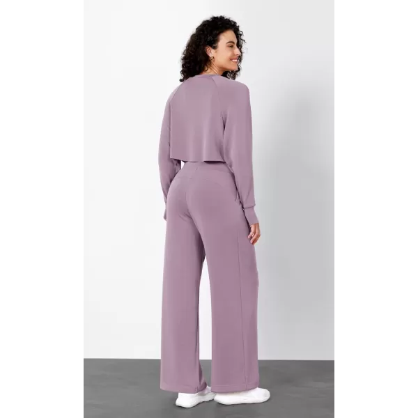 imageODODOS Modal Soft Wide Leg Pants for Women High Waist Casual Relaxed Pants with Pockets2729quot 31quot InseamTaro Purple