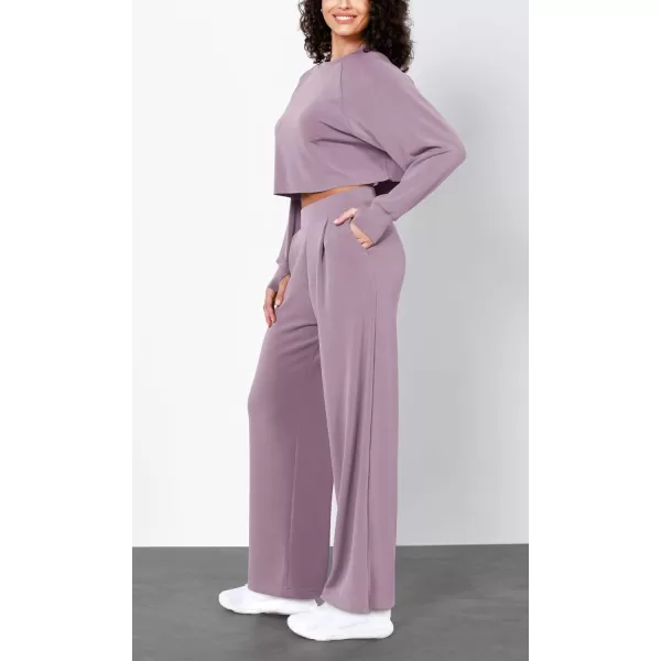 imageODODOS Modal Soft Wide Leg Pants for Women High Waist Casual Relaxed Pants with Pockets2729quot 31quot InseamTaro Purple