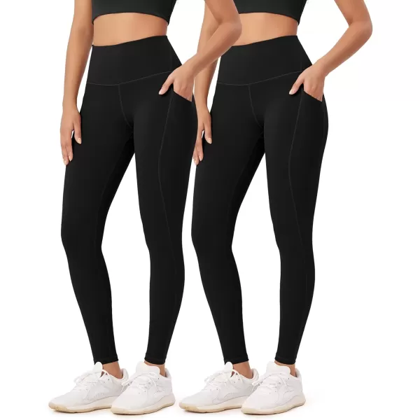 ODODOS ODLEX 2Pack 78 High Waist Workout Leggings with Pockets for Women 25quot 28quot Tummy Control Athletic Yoga Pants1blackblack