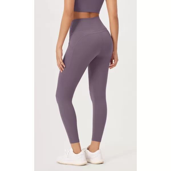 ODODOS ODLEX 2Pack 78 High Waist Workout Leggings with Pockets for Women 25quot 28quot Tummy Control Athletic Yoga PantsBlackash Violet