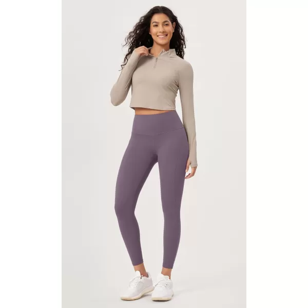 ODODOS ODLEX 2Pack 78 High Waist Workout Leggings with Pockets for Women 25quot 28quot Tummy Control Athletic Yoga PantsBlackash Violet