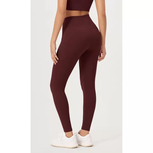 ODODOS ODLEX 2Pack 78 High Waist Workout Leggings with Pockets for Women 25quot 28quot Tummy Control Athletic Yoga PantsBlackburgundy