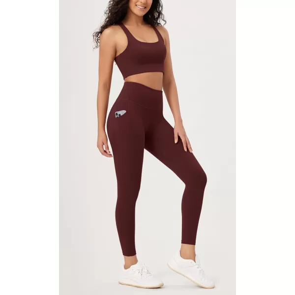 ODODOS ODLEX 2Pack 78 High Waist Workout Leggings with Pockets for Women 25quot 28quot Tummy Control Athletic Yoga PantsBlackburgundy