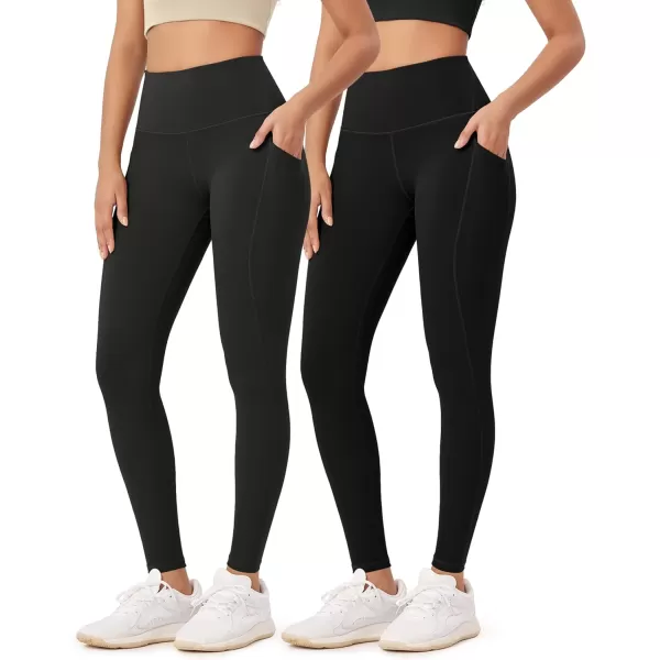 ODODOS ODLEX 2Pack 78 High Waist Workout Leggings with Pockets for Women 25quot 28quot Tummy Control Athletic Yoga PantsBlackonyx Black Grey