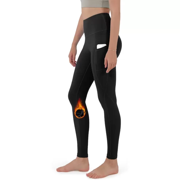 ODODOS ODTHERMAL Womens Fleece Lined Yoga Pants with Pockets  25quot  28quot High Waisted Warm Workout LeggingsBlack
