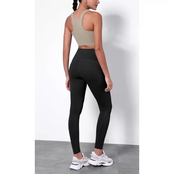 ODODOS ODTHERMAL Womens Fleece Lined Yoga Pants with Pockets  25quot  28quot High Waisted Warm Workout LeggingsBlack