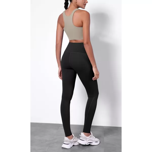 ODODOS ODTHERMAL Womens Fleece Lined Yoga Pants with Pockets  25quot  28quot High Waisted Warm Workout LeggingsBlack