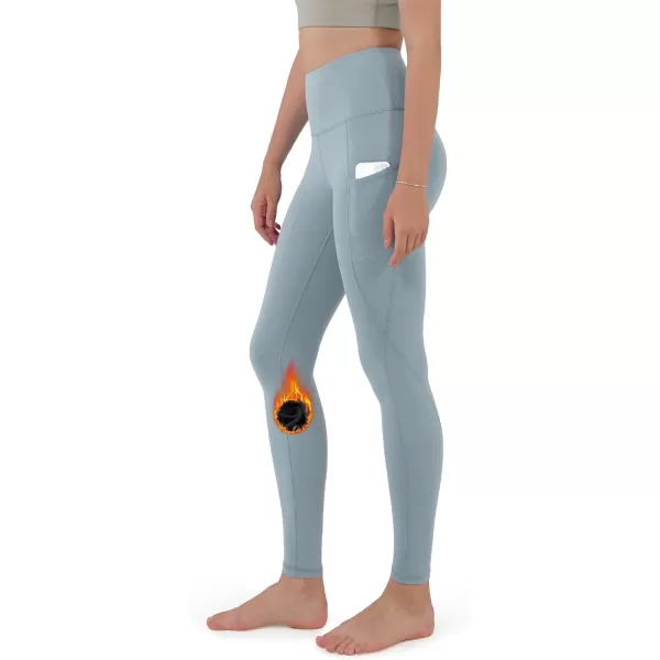 ODODOS ODTHERMAL Womens Fleece Lined Yoga Pants with Pockets  25quot  28quot High Waisted Warm Workout LeggingsChambray